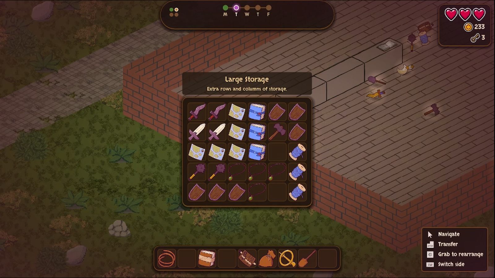 A chest sorted the way you decided: swords with swords, maps with maps