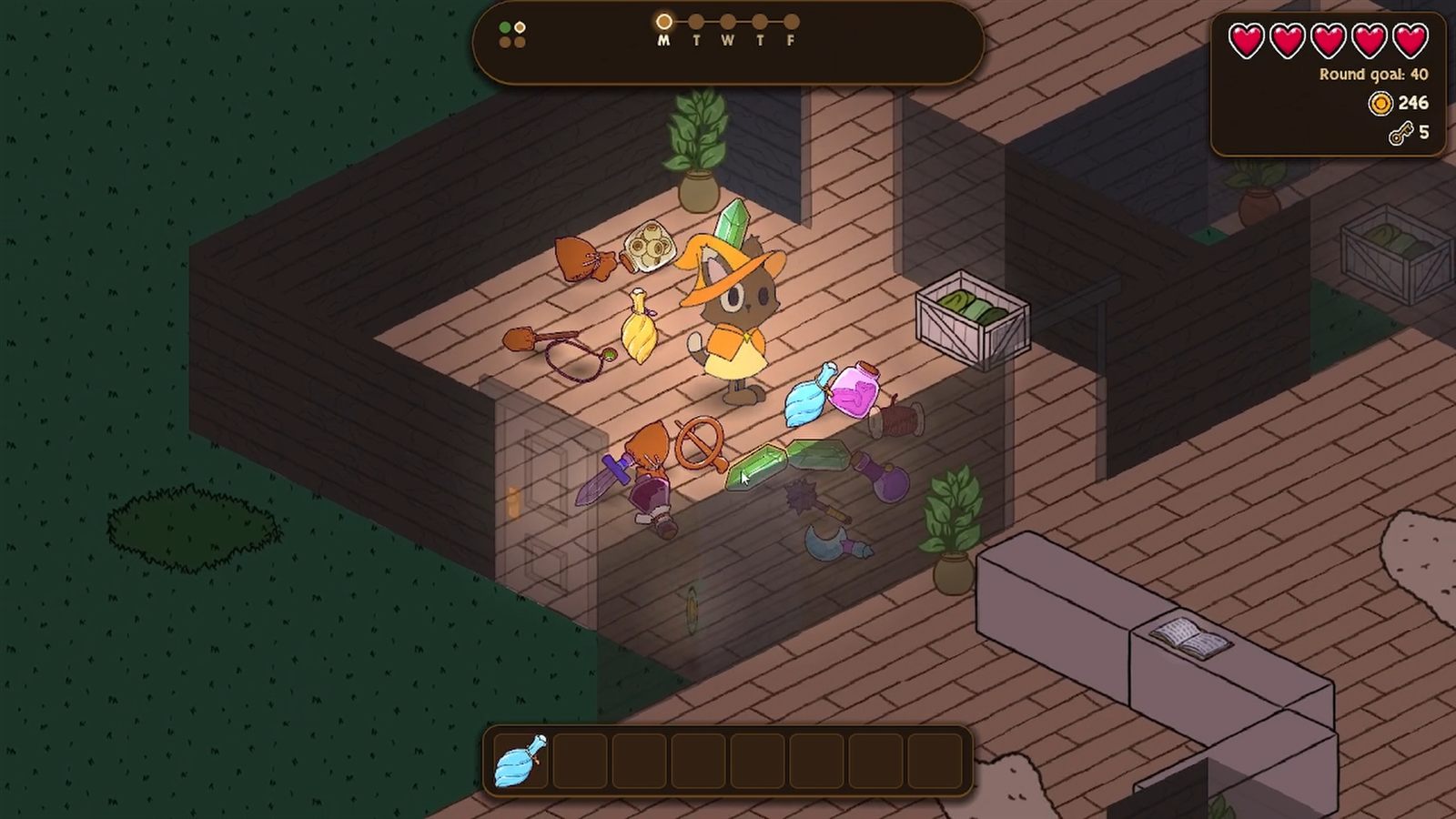 Loot bursts across the warehouse floor