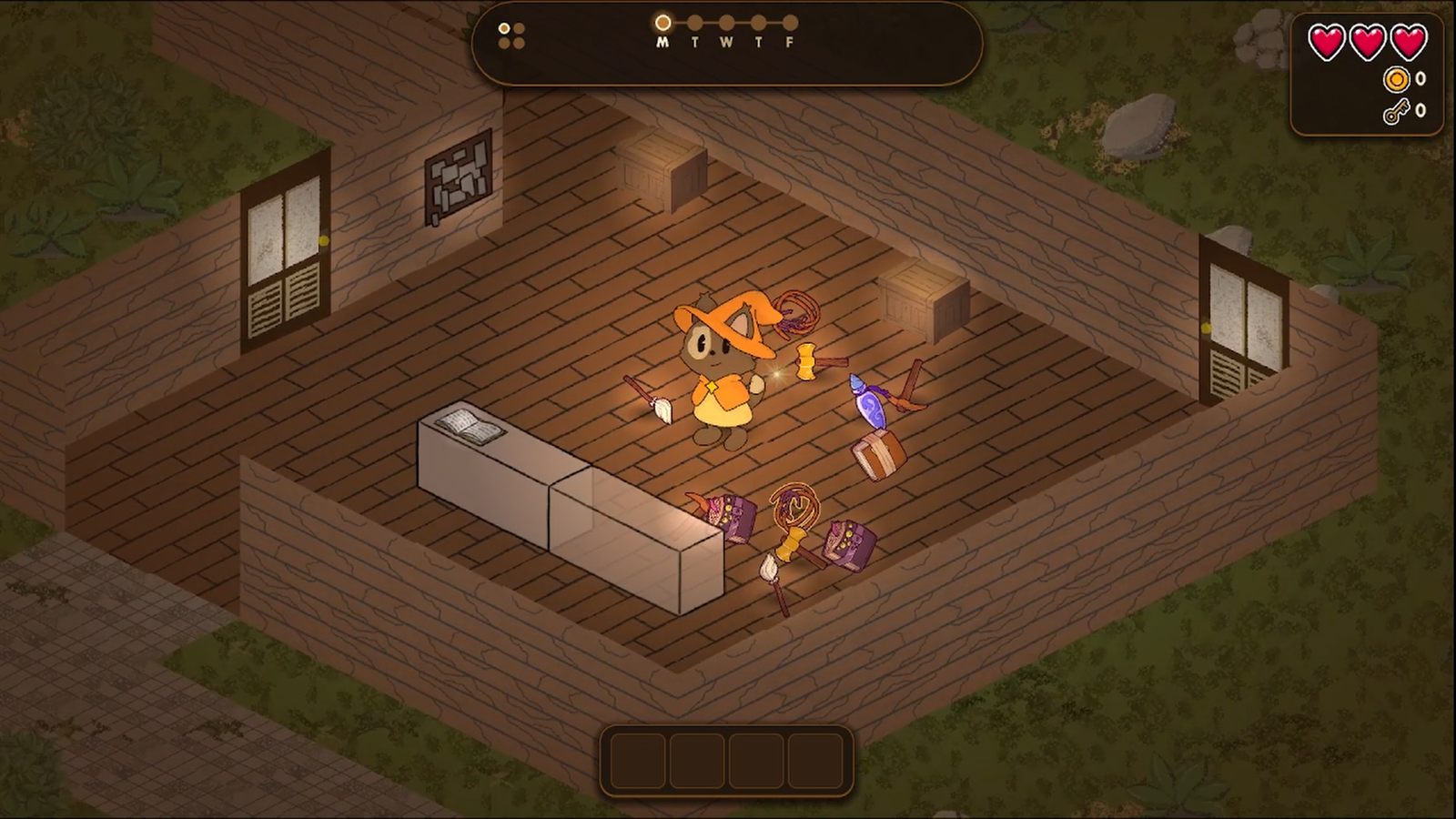 Day one: one small wooden room, no coins, no keys